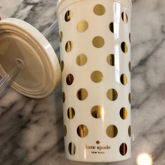 kate spade Other - Kate Spade Gold Dots Tumbler w/ StrawNever Used